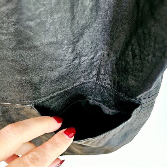 Vintage 80s‎ Pelle Studio Wilsons Leather Vest Black Button-Up Sz M~V5.10 - Picture 3 of 5